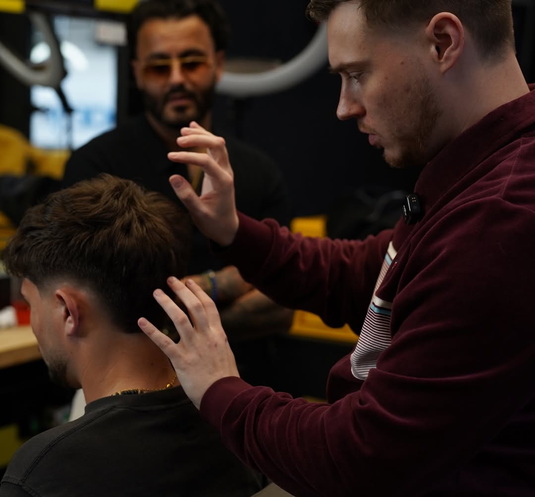 Preparation — Darlins Barbers cutting in the shop ahead of the Sergio Tacchini shoot