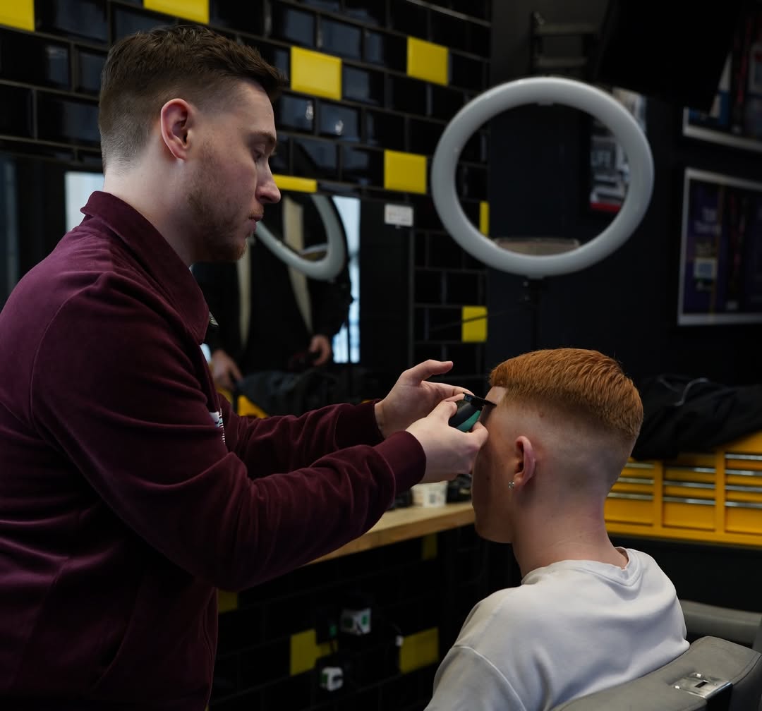 Preparation — Darlins Barbers cutting in the shop ahead of the Sergio Tacchini shoot