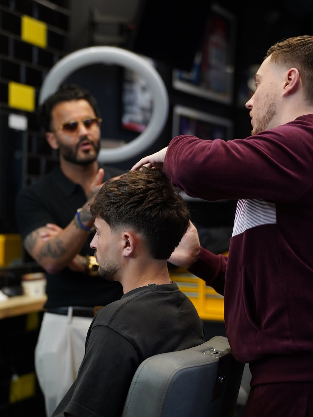 Preparation — Darlins Barbers cutting in the shop ahead of the Sergio Tacchini shoot